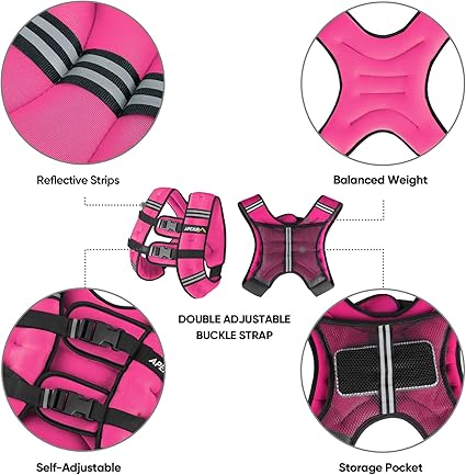 APEXUP Weighted Vest Men 5lbs10lbs15lbs20lbs25lbs30lbs Weights with Reflective Stripe, Weighted vest for Women Workout Equipment for Strength Training Running