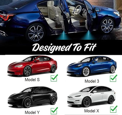Accessories for Tesla Interior Car Door Lights LED Logo Projector, Ultra-Bright American Flag Design, Model 3 Y X S Compatible