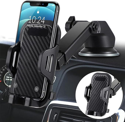 Car Phone Mount, Thick Case  Big Phones Friendly Long Arm Universal Phone Holder for Car Dashboard Windshield Air Vent Hands Free Cell Phone Holder Compatible with All Mobile Phones