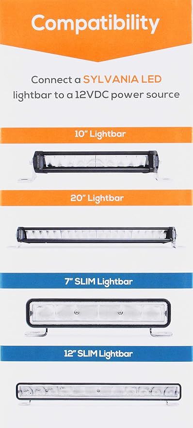 SYLVANIA - LED Light Bar Wiring Harness Kit - Weatherproof Deutsch Connector, 12V On Off Switch Power Relay Blade Fuse Off Road Lights LED Work Light, Spot Flood Combo, Single Lightbar (1PC)
