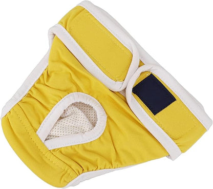Dog Sanitary Pants, Yellow Cotton Female Dog Breathable Sanitary Pants (Yellow L)