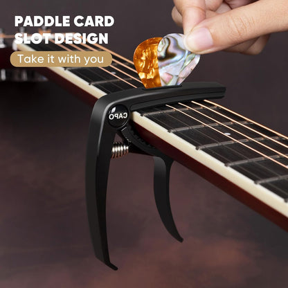 AARVI Trigger Guitar Capo with Built-in Pick Holder