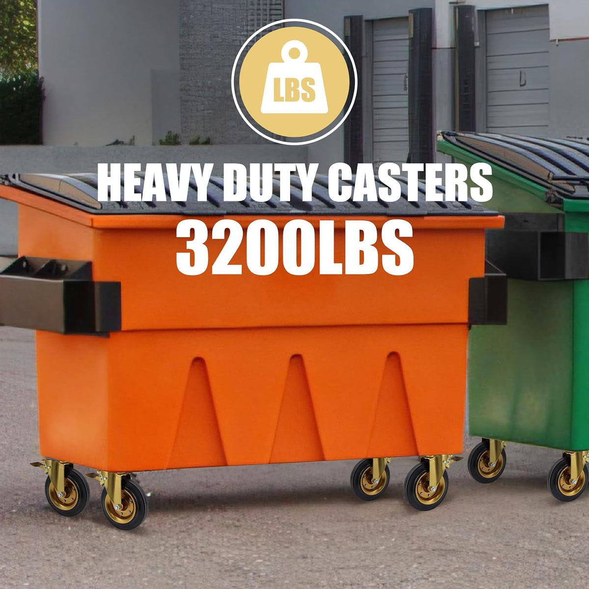 WBD WEIBIDA 8 in Heavy Duty Plate Casters Set of 4, 3200 Lbs Industrial Rubber Wheels for Cart Furniture and Workbench,Outdoor Castors Dual Locking Replacement (4 Brakes, Free Spanner)