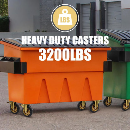 WBD WEIBIDA 8 in Heavy Duty Plate Casters Set of 4, 3200 Lbs Industrial Rubber Wheels for Cart Furniture and Workbench,Outdoor Castors Dual Locking Replacement (4 Brakes, Free Spanner)