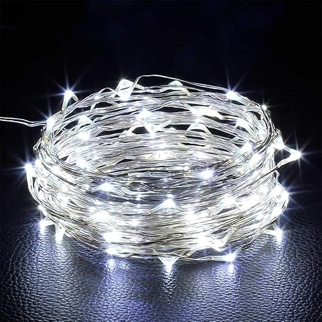 2M 3M 5M 10M Led Lights Chain Copper Wire USB Or Battery Powered led String Light Fairy Light for Christmas Lights Wedding Party (5M (No Battery), White)