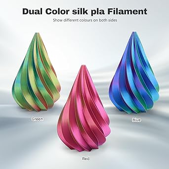 Silk PLA Filament 1.75mm Red Green Blue Triple Color PLA 3D Printer Filament 3 in 1 Coextrusion 1KG Spool(2.2lbs) 3D Printing Filament Dimensional Accuracy - 0.03mm