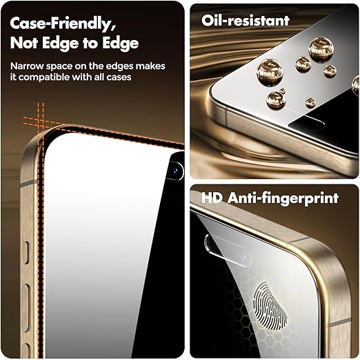 UNBREAKcable Privacy Screen Protector for iPhone 15 Pro Max, Shatterproof Tempered Glass [True 28°Anti Spy] [9H Hardness] [Easy Installation Frame] Private Protector for iPhone 15 Pro Max 6.7"-2 Pack