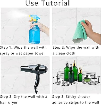 4 Pack Shower Caddy Adhesive for Replacement, Strong Transparent Adhesive for Shower Caddy Sticky Pads, No Drilling for Corner Shelf Basket, Bathroom Storage Shelves, Kitchen Racks and Soap Holder