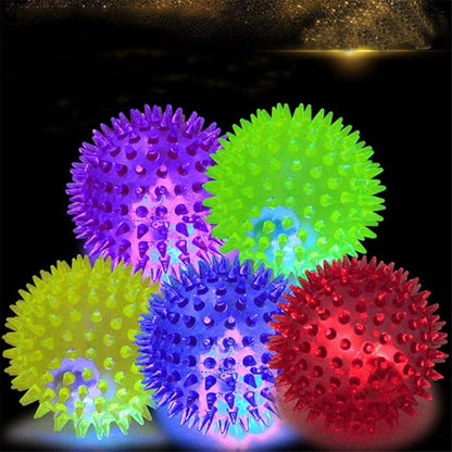 PVC Pet Dog Puppy LED B Light Up Flashing Play Toy Chasing Bounce Spiky Ball Pet to Chew But Also Imp Their Massaging Their They (c)