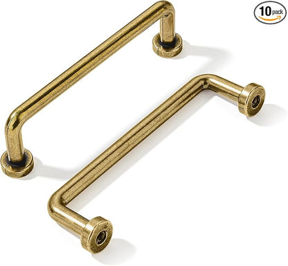 khtumeware 10 Pack Burnished Antique Brass Cabinet Pulls 3" Hole Center Classic Vintage Drawer Handles Kitchen Cupboard Bathroom Dresser Cabinet Hardware