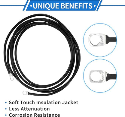 1 Pc Battery Inverter Cable 10 AWG Gauge 8FT 38" Lug 516" Lug Battery Cable Universal for Car Vehicle Boat RV Solar Tinned Copper Black