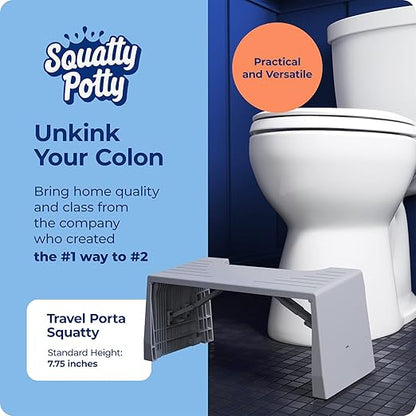 Squatty Potty Porta Traveler Foldable Toilet Stool for Travel, 7" Height, Gray