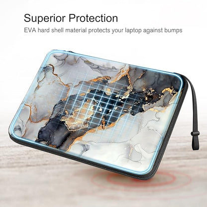 FINPAC Hard Laptop Sleeve Case for 13 inch MacBook Air M3 M2 M1 2024, 14 inch MacBook Pro M4M3M2M1 A2918 A2992 A2779 A2442, Waterproof Case for Dell, Surface Laptop, HP, Acer, Cloudy Marble