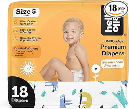 Hello Bello Premium Baby Diapers Size 5, 18 Count of Disposable, Extra-Absorbent, Hypoallergenic Baby Diapers with Snug and Comfort Fit, Sleepy Sloth