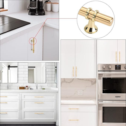Rergy Cabinet Handles Drawer Pulls and Knobs, 2Pack Gold 6-14inch Hole Center, Kitchen Hardware for Dresser Handle Zinc Alloy Furniture Pull
