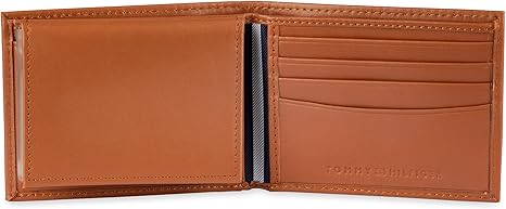 Tommy Hilfiger Men's Classic Logo Style Passcase Bifold Wallet with Multiple Card Slots and ID Window