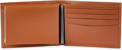 Tommy Hilfiger Men's Classic Logo Style Passcase Bifold Wallet with Multiple Card Slots and ID Window