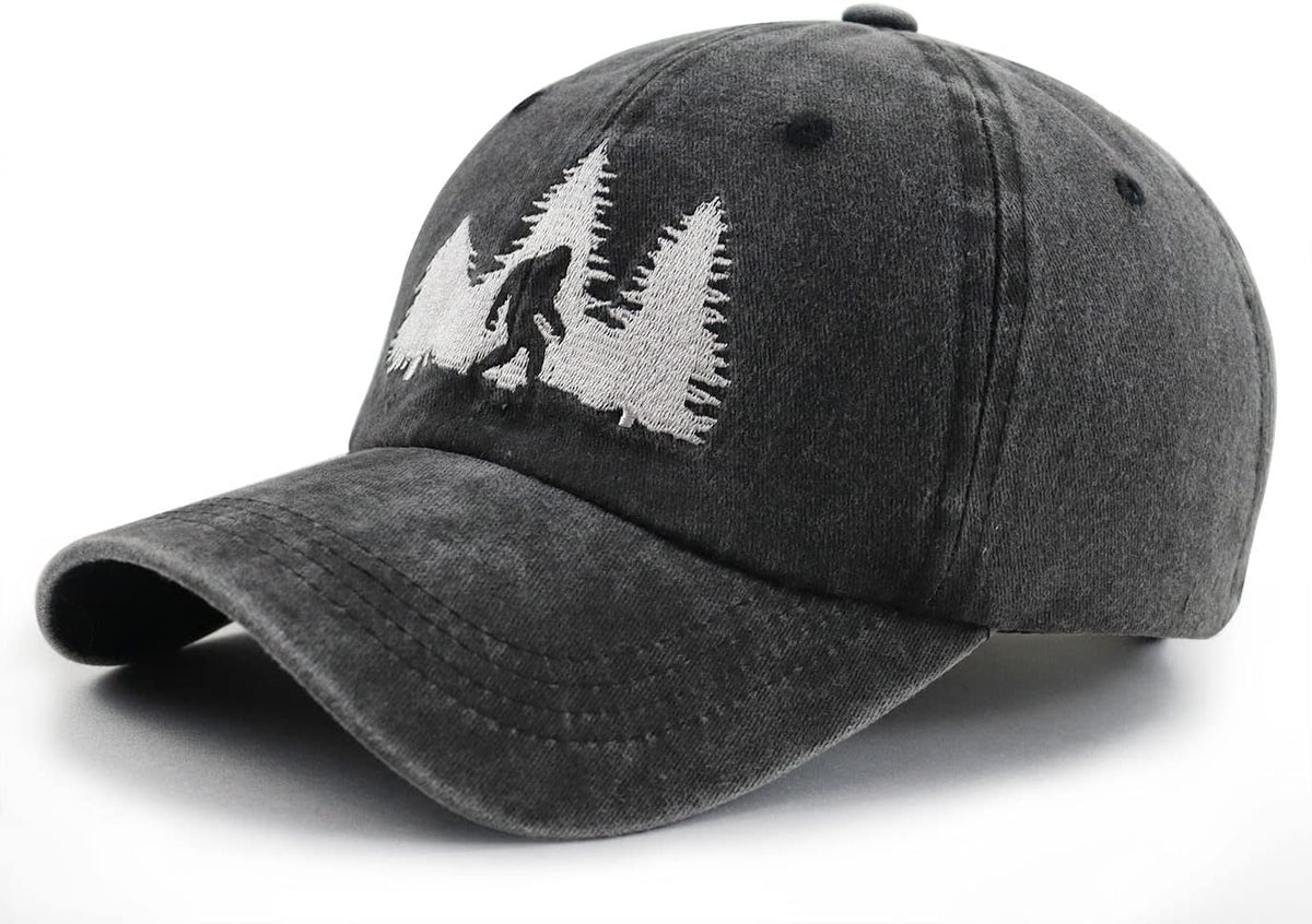 GzacDeope Bigfoot Hats for Men Women, Funny Adjustable Cotton Embroidered Sasquatch Baseball Cap