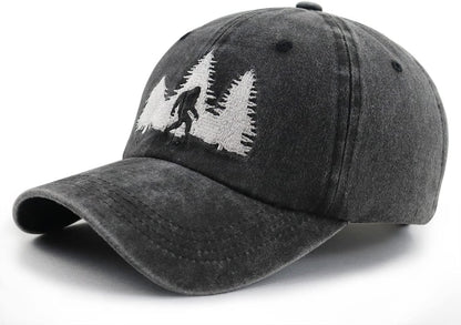 GzacDeope Bigfoot Hats for Men Women, Funny Adjustable Cotton Embroidered Sasquatch Baseball Cap