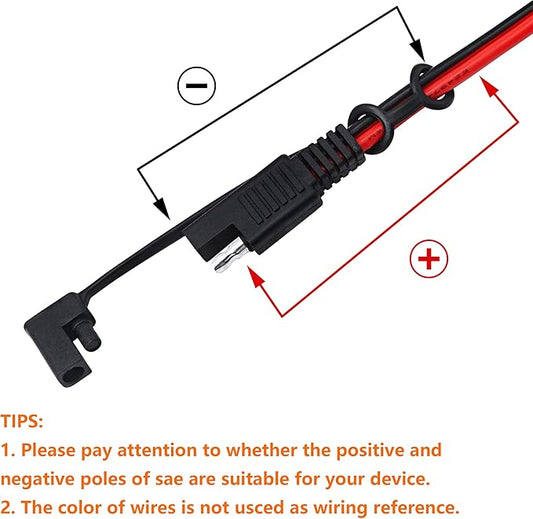 CERRXIAN 3.2FT 12V 14AWG Alligator Crocodile Clip to SAE Connector Quick Release Quick Disconnect Car Solar Power Charging Extension Cable,Black & Red C