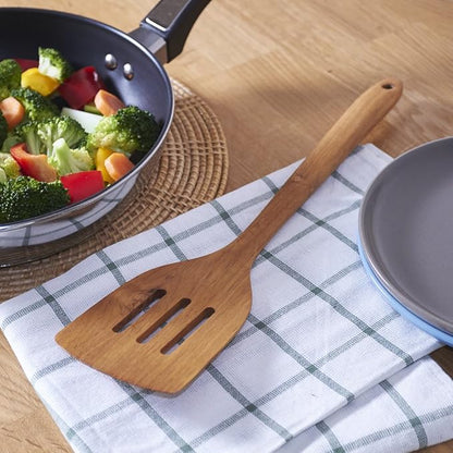 FAAY Teak Wooden Slotted Spatula Turner  Durable, Healthy, High Moist Resistance Teak Wood Spatula for Non Stick Cookware