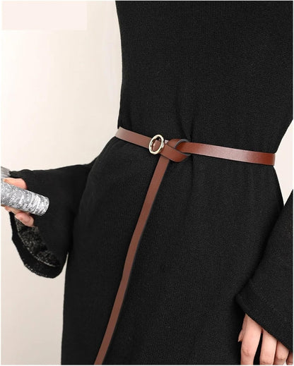 Belts For Women Elegant For Women Buckle Waist Knotted Thin Leather Belt Adjust Skinny