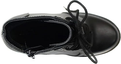 Soda Chalet  Fashion Lace up Military Inspired Ankle Boot with Stacked Heel and Side Zipper