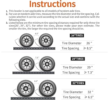 Curved Leveling Blocks, Raised Tire Change Ramp, for RV Camper Travel Trailer, Fits Dual Axle Tandem Wheel Aid Changing, Lift up to 6", Comes with Chock and Rubber Mat (2 Pack)