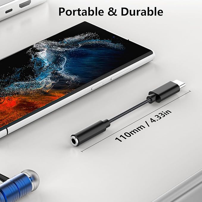 USB Type C to 3.5mm Female Headphone Jack Adapter, 1-Pack USB-C to Aux Audio Dongle Cable Compatible with iPhone 16 15 Pro Max, iPad Pro, Samsung Galaxy S25 S24 S23 S22 S21 S20, Pixel 9 8 7