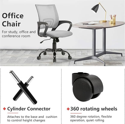 PayLessHere Ergonomic Office Computer Chair, Adjustable, Comfortable, Mid-Back, Swivel, with Lumbar Support for Home Office (Pack of 1, Grey)