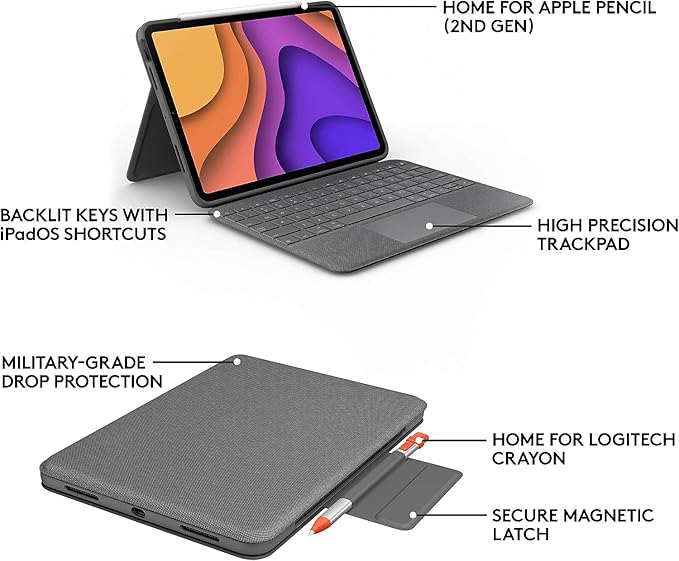 Logitech Folio Touch iPad Keyboard Case with Trackpad and Smart Connector for iPad Air (4th and 5th Gen) – Graphite (Renewed)
