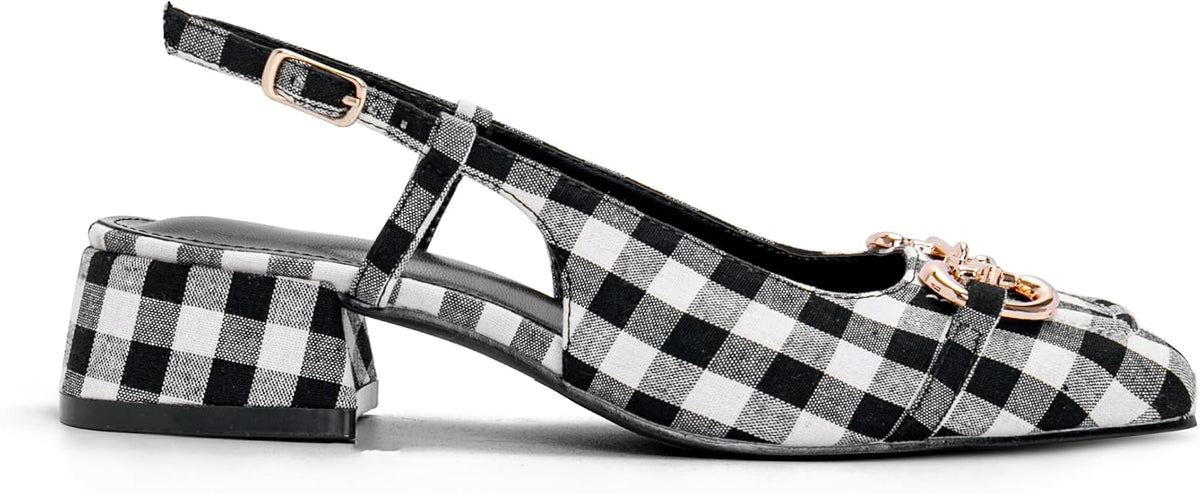Square Toe Slingback Mary Jane Shoes for Women Low Chunky Block Heels Pump Sandals Casual Wedding Party Shoes