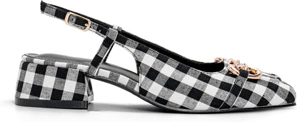 Square Toe Slingback Mary Jane Shoes for Women Low Chunky Block Heels Pump Sandals Casual Wedding Party Shoes
