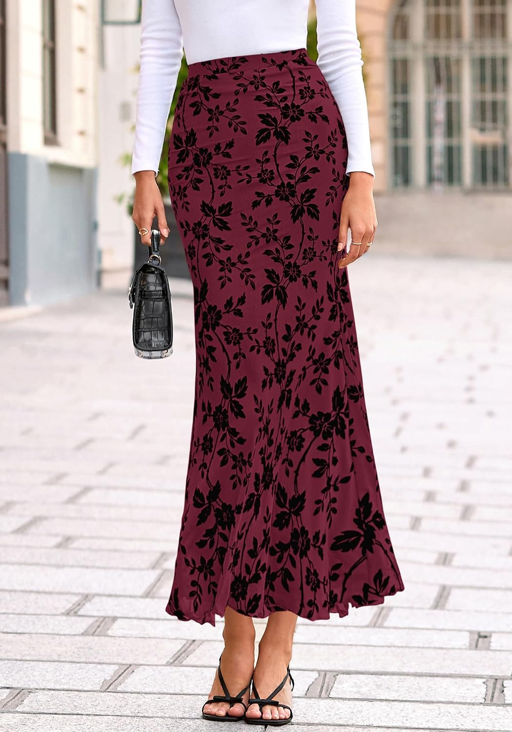 BTFBM Womens Floral Mesh Maxi Skirt Elastic High Waisted Boho Elegant Mermaid 2025 Summer Fall Long Skirts for Women