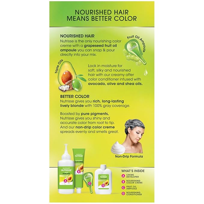 Garnier Nutrisse Nourishing Hair Color Creme, 100 Extra-Light Natural Blonde (Chamomile) (Packaging May Vary)