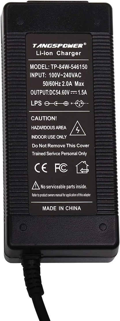 48v Battery Charger 54.6V 48Volt Power Supply Adapter Charger for Rad Battery 48 Volt DC 5.5 Round 13S Lithium Replacement Charge