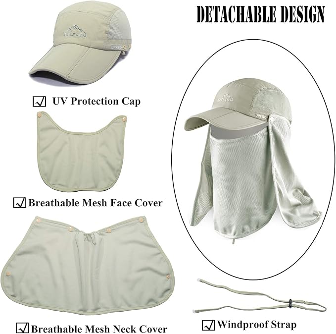 ELLEWIN Outdoor Sun Hat for Men Women UPF 50+ Fishing UV Hat