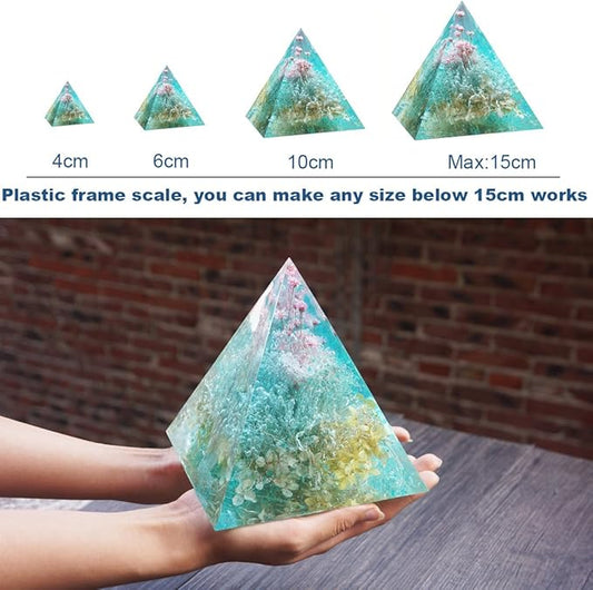 Large DIY Pyramid Resin Mold Set, Big Silicone Pyramid Molds, Jewelry Making Craft Mould Tool, 15cm5.9", 2 x Inner Silicone Molds, 1 x Outter Shell