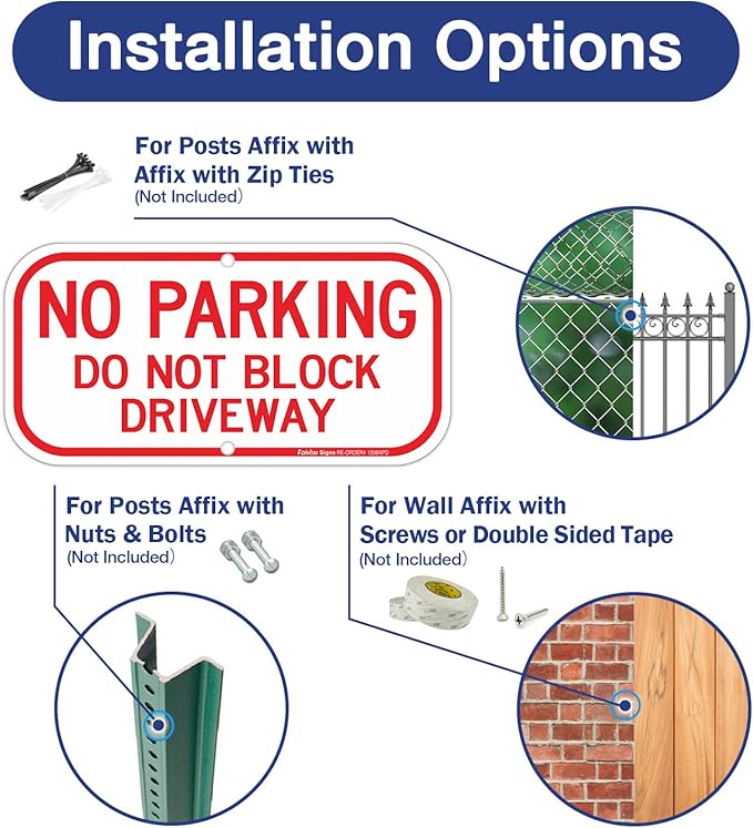 2 Pack No Parking Sign, Do Not Block Driveway Sign, Rust Free .40 Aluminum 12 x 6 Inches, UV Protected, Weather Resistant, Waterproof, Durable Ink?Easy to Mount