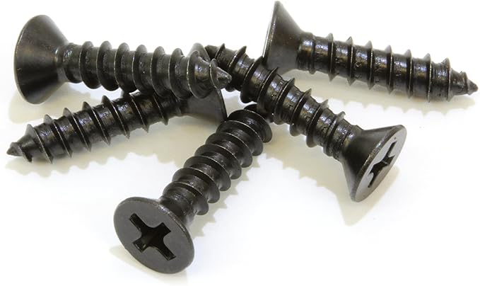 Bolt Dropper 8 X 1'' Black Oxide Coated Stainless Flat Head Phillips Wood Screw (50 Pack), 18-8 (304) Stainless Steel Screws by Bolt Dropper