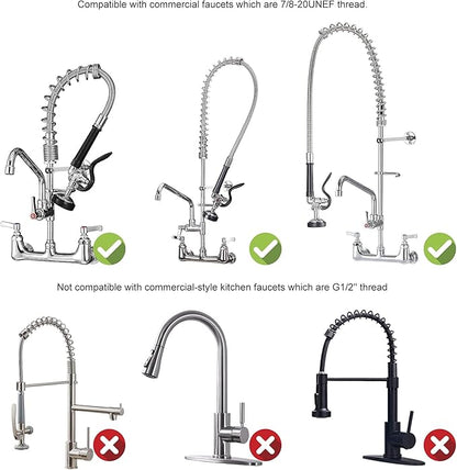Commercial Sink Sprayer Pre Rinse Sprayer Replacement for Commercial Kitchen Faucet - 1.42 GPM High Pressure Dish Spray Pre Rinse Spray Valve with Handle Chrome Polished (Grey)