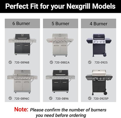 Uniflasy Grill Replacement Parts for Nexgrill 720-0882A 720-0925P 720-0925 720-0896B 720-0896C, Stainless Steel Grill Burners Heat Plate Shields Replacement for Nexgrill 5 Burner 720-0882A, 5 Pack