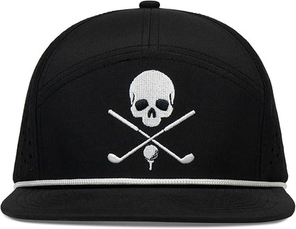 Funny Golf Hats Flat Bill for Men Women,Golf Gifts Skull Baseball Cap for Adults Humor