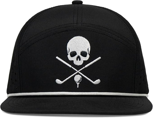 Funny Golf Hats Flat Bill for Men Women,Golf Gifts Skull Baseball Cap for Adults Humor