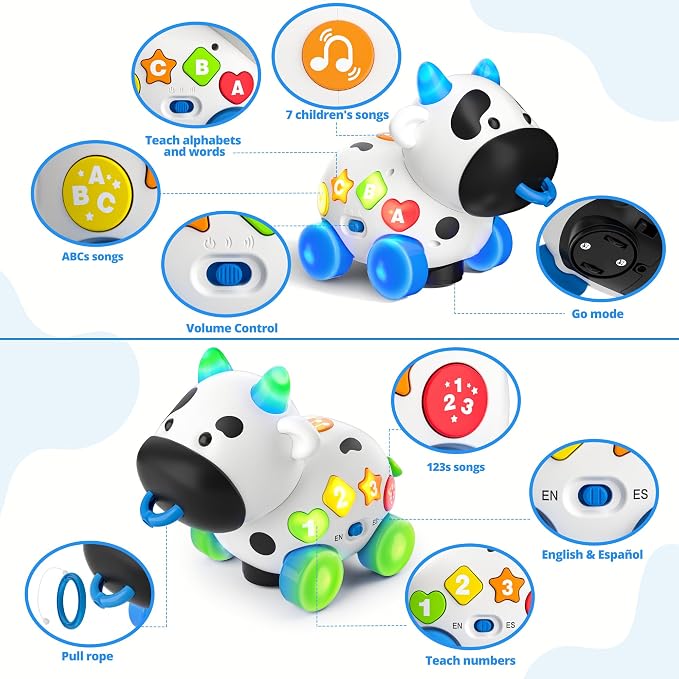 Interactive musical toys from INNOSKY develop motor skills with bilingual learning, volume control, and engaging lights and sounds.