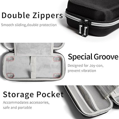 Benazcap Case Compatible with Nintendo Switch OLED Model 2021, 14 in 1, Accessories Kit with Carry Case, Clear Cover, Screen Protector, Silicone Skin for Joy-Con and Thumb Grip Caps, USB CableMore