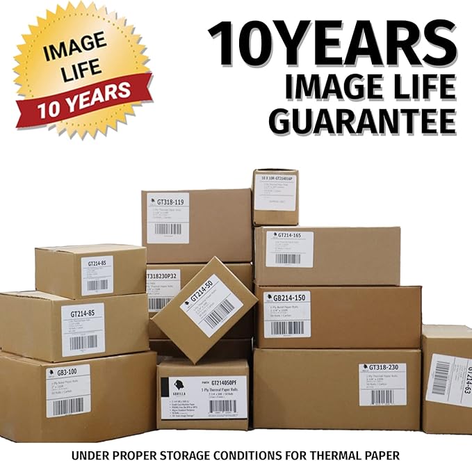 (10) Gorilla Supply 55gsm 3 18 x 230 Thermal Paper Receipt Roll Clover Station Solo Duo TM-T88 T20 T90 Bixolon SRP-350 370, 3.125 x 230 ft Cash Register Paper, BPA Free, 10 Rolls