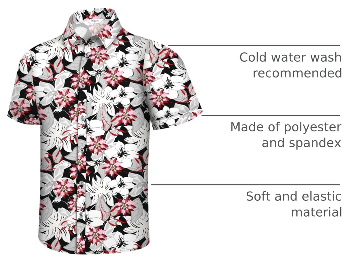 Small Hawaiian Shirt for Men Tropical Shirts Summer Beach Button Down Short Sleeve Luau Aloha Floral Cruise Vacation Outfit 2026