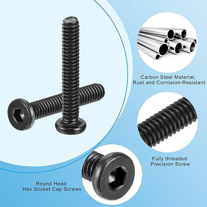 uxcell 12Pcs 14-20x1-12 Furniture Bolt, Round Head Hex Socket Cap Screws Bolts Carbon Steel with Hex Key Wrench for Bed Tables Chairs Furniture