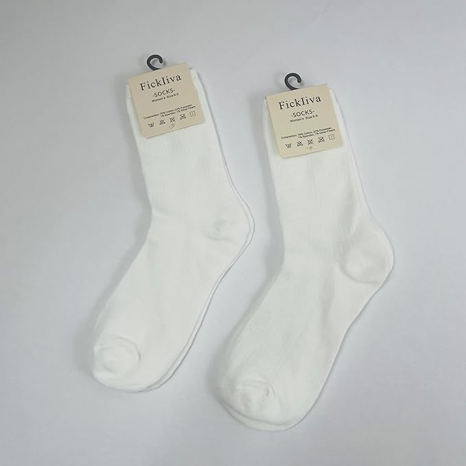 2 Pair Socks White Women's Socks for Size 6-9